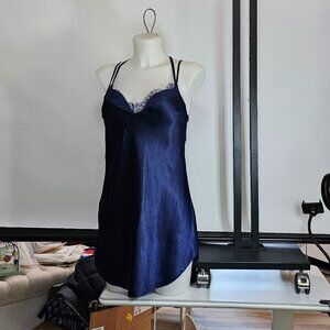 Victoria’s Secret Navy Satin Lace Camisole – Sexy Silky Lingerie Nightie & Bra
